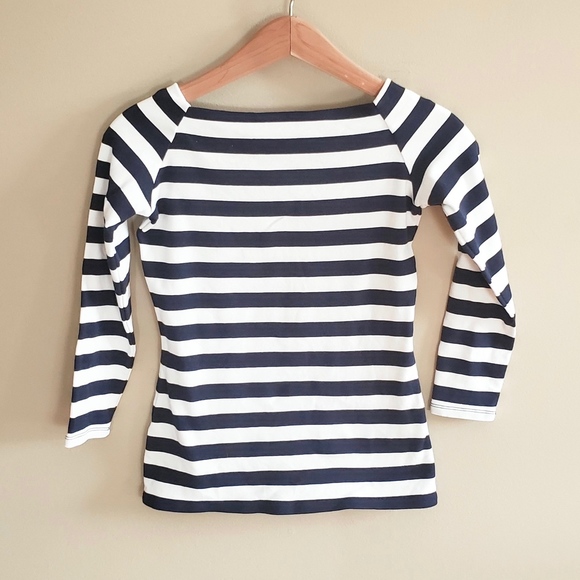 J. Crew Navy and White Striped Top - Picture 4 of 6